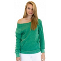 Women's Eco Triblend Fleece Raw Neck Sweater w/ Kangaroo Pocket